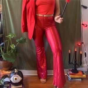 Sexy Shiny Red Flare Hot Pants